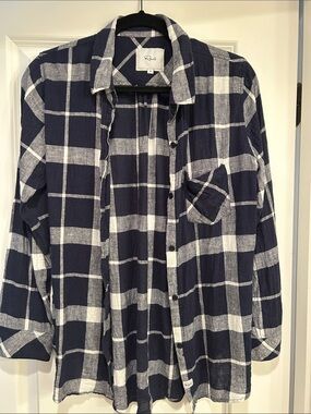 Rails Navy and White Plaid Button-Front Shirt